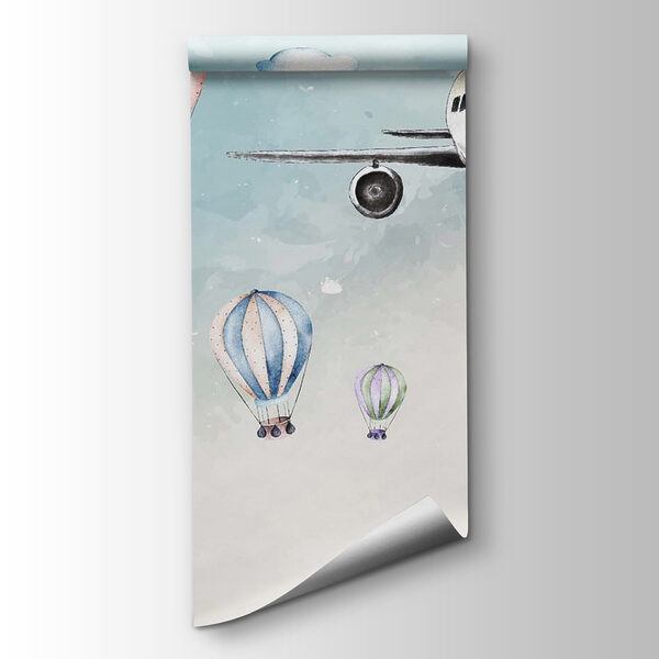 Group of hot air balloons and airplanes Group of hot air balloons and airplanes