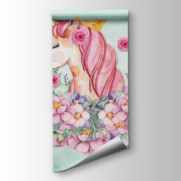 Watercolor unicorn with a crown and flowers Watercolor unicorn with a crown and flowers