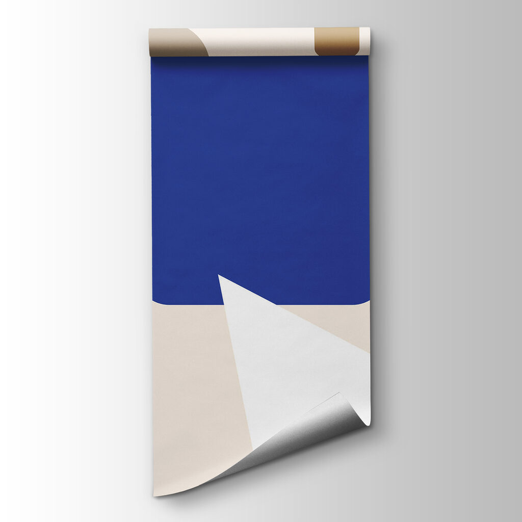 Blue and brown squares and a white arrow