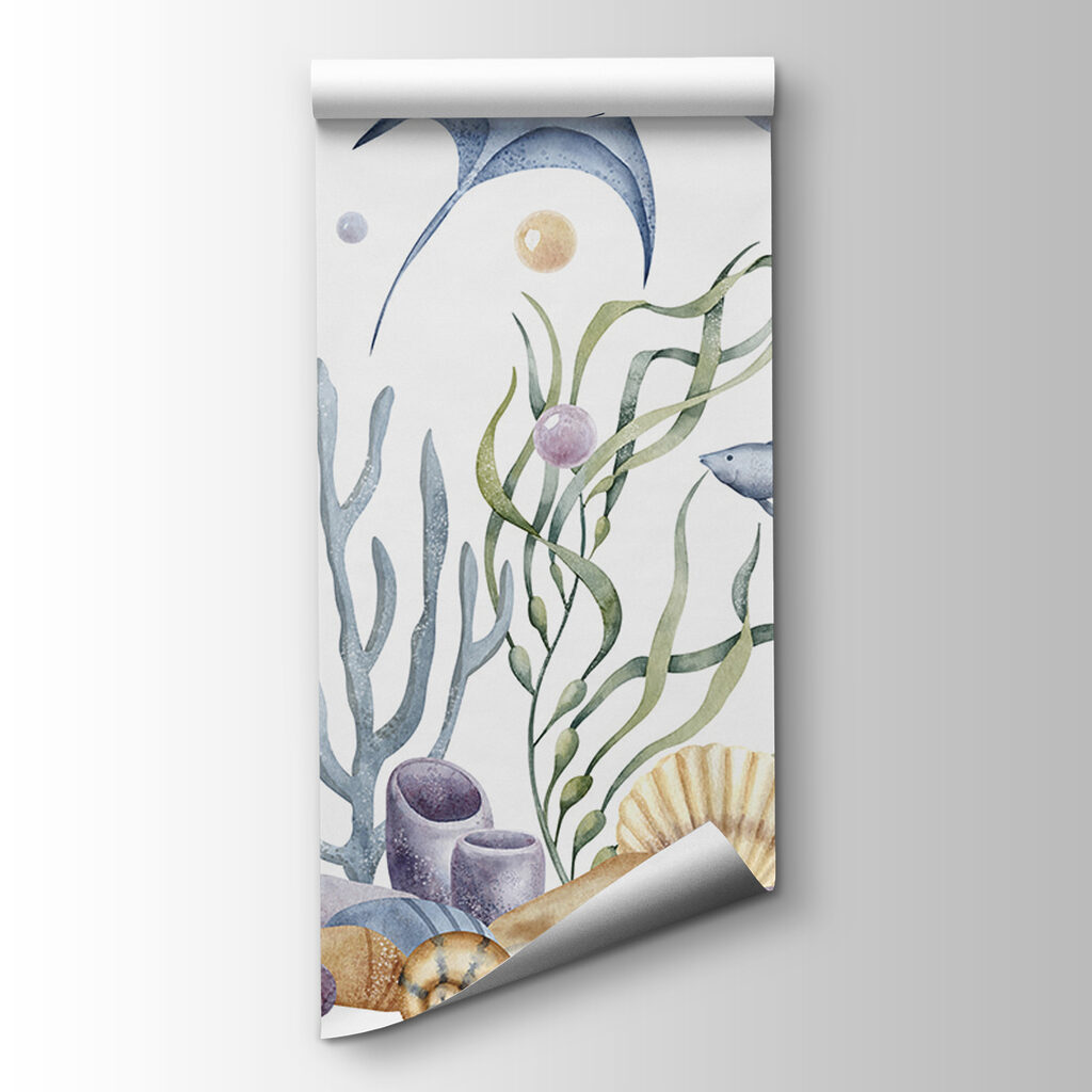 Sea life with fish and seaweed Sea life with fish and seaweed