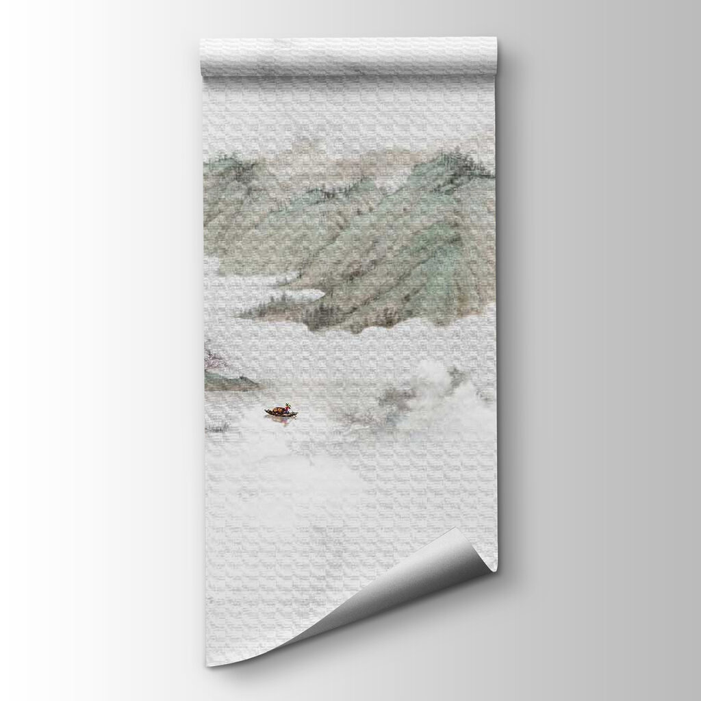 Painting of mountains and trees