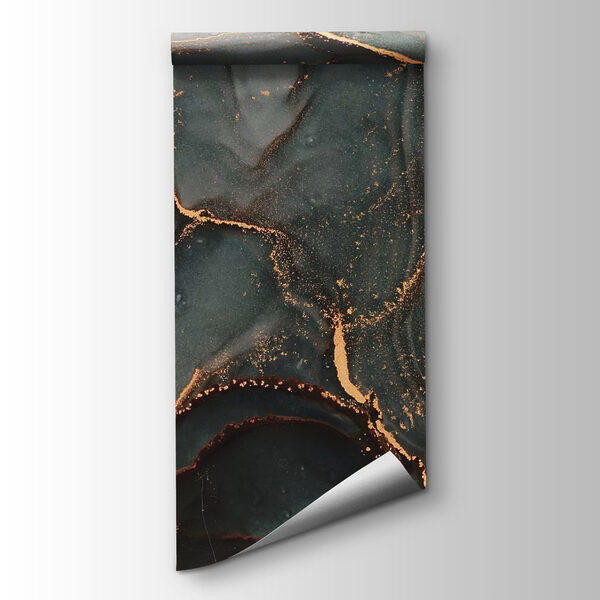 Swirling hues of teal and copper