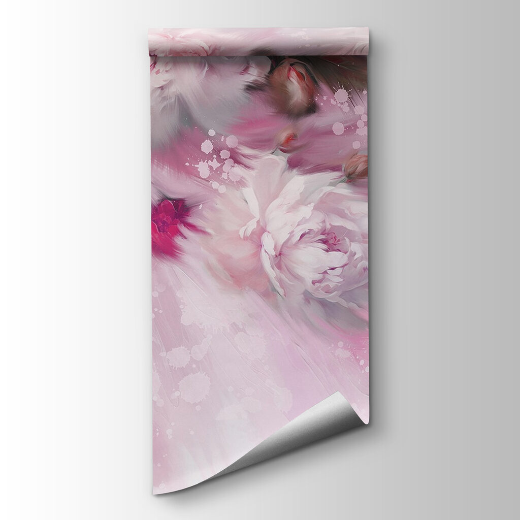 Painting of flowers on a pink background