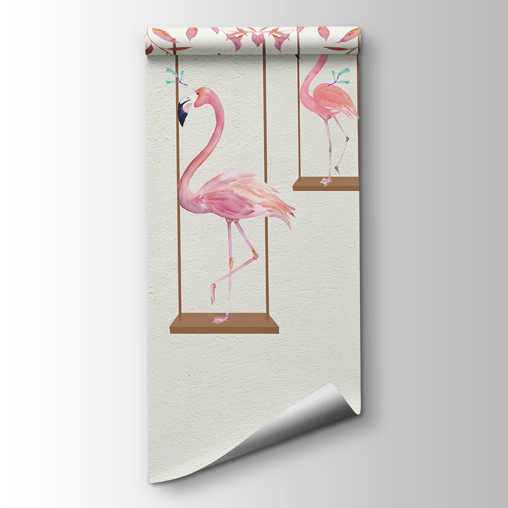 Group of flamingos on swings Group of flamingos on swings