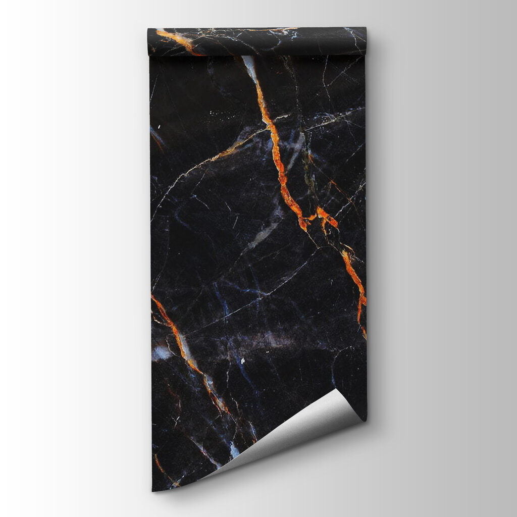 Black marble with fiery orange veins