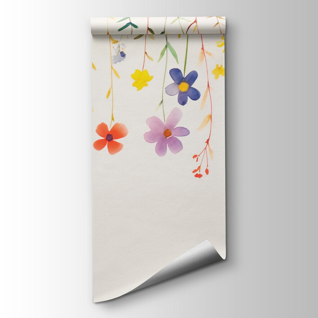 Watercolor painting of flowers and leaves