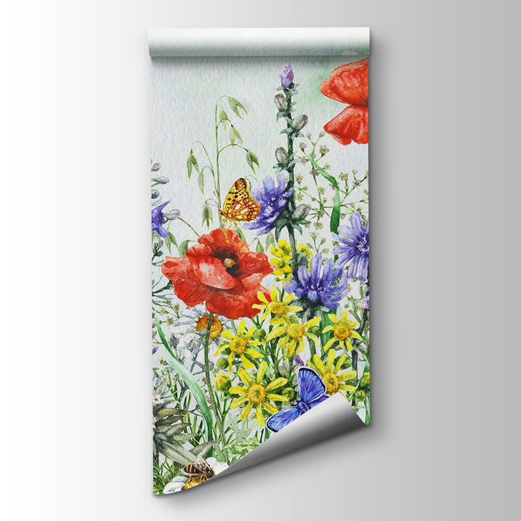 Painting of flowers and butterflies