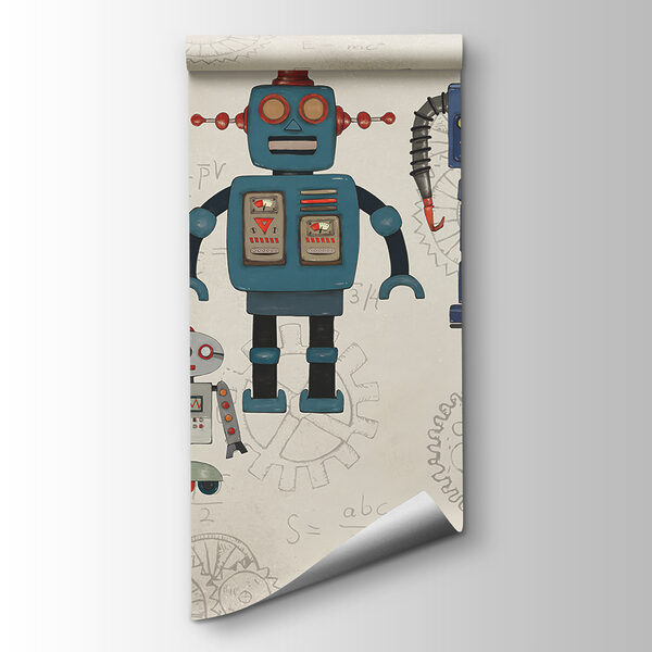 Group of robots with math equations Group of robots with math equations