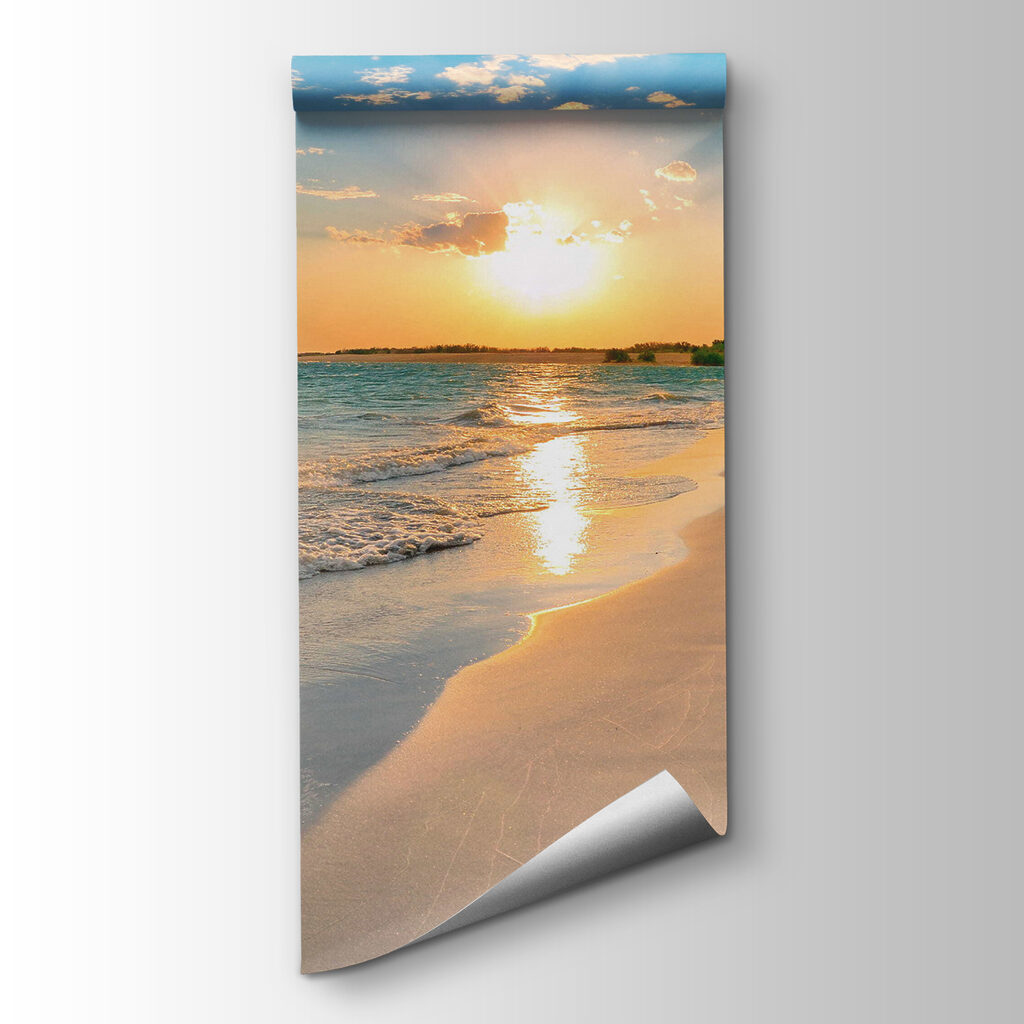 Beach with waves and a sunset