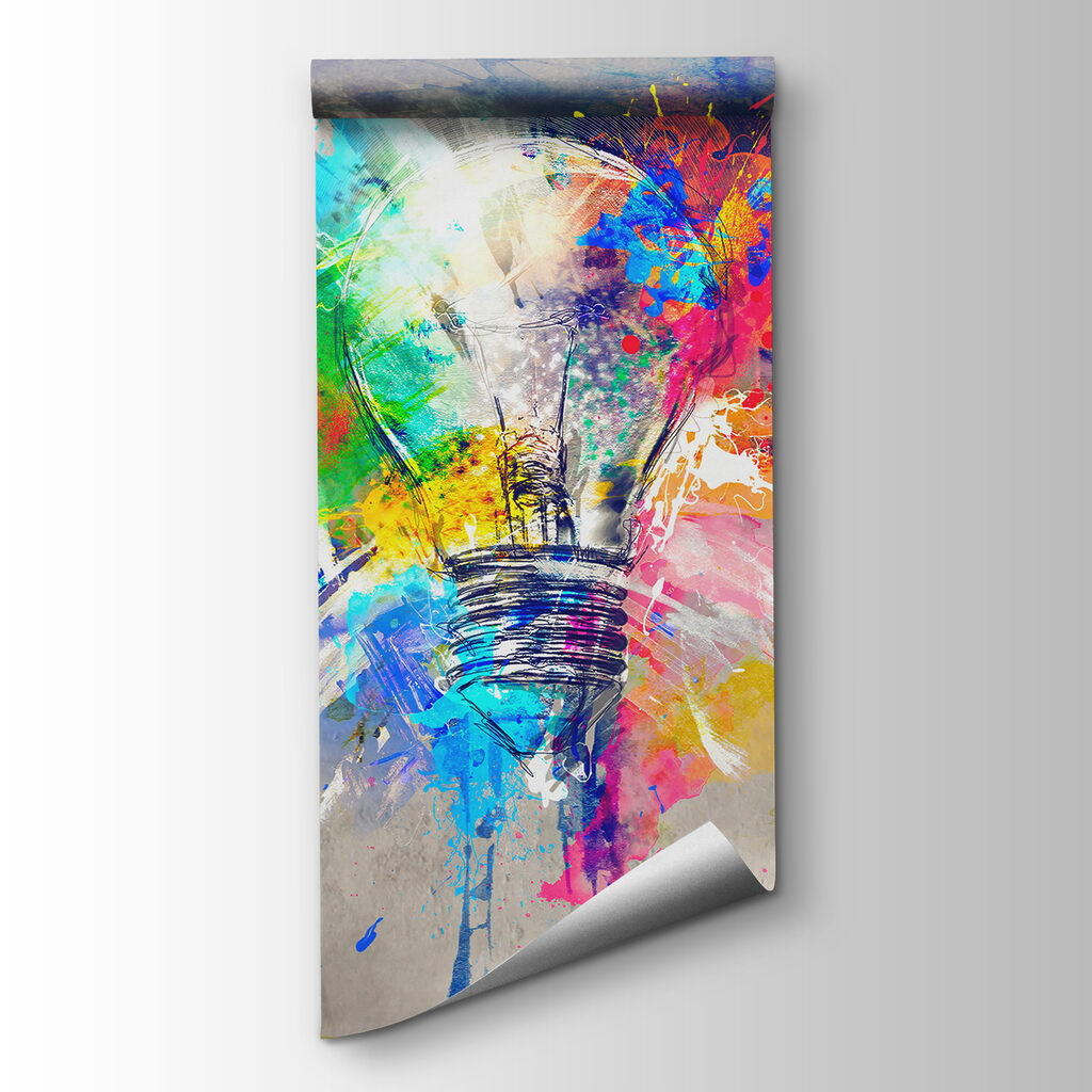 Light bulb with colorful paint splatters