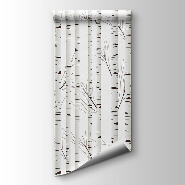 White and brown striped curtain