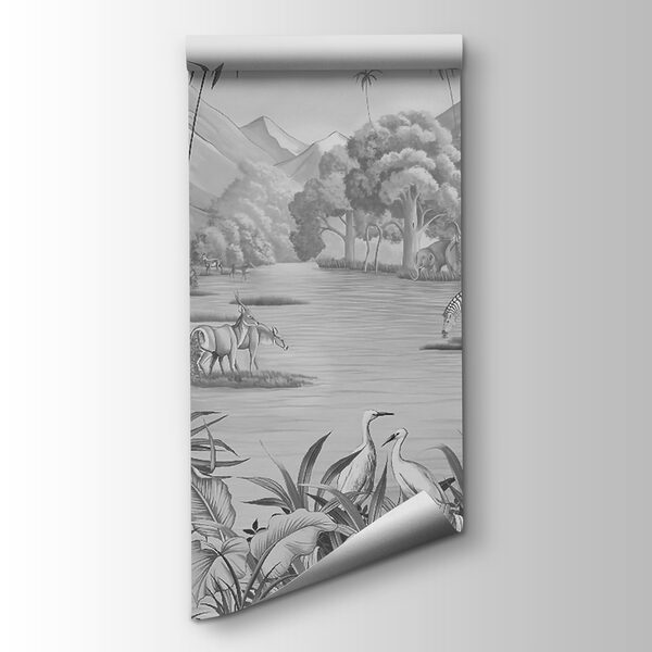 River with zebras and mountains