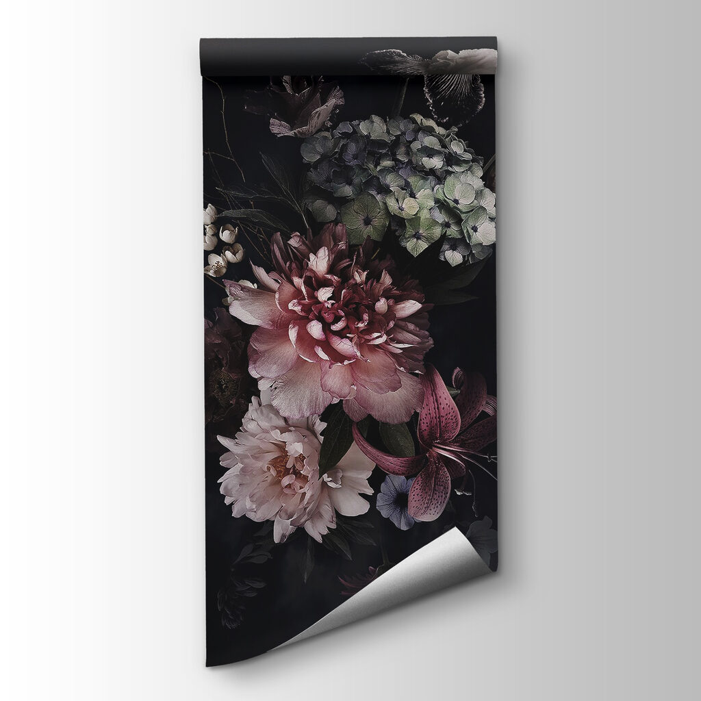 Elegant arrangement of dark blooms