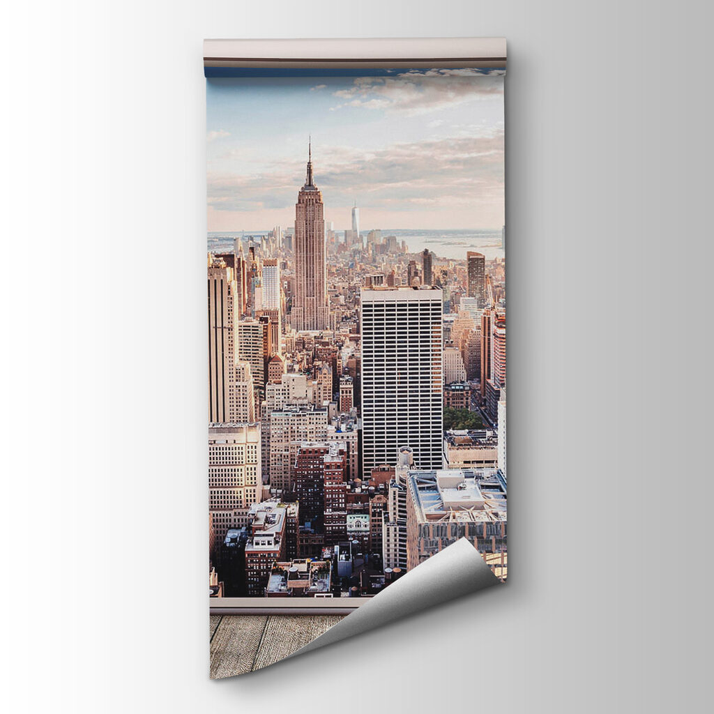 Large window with a city view