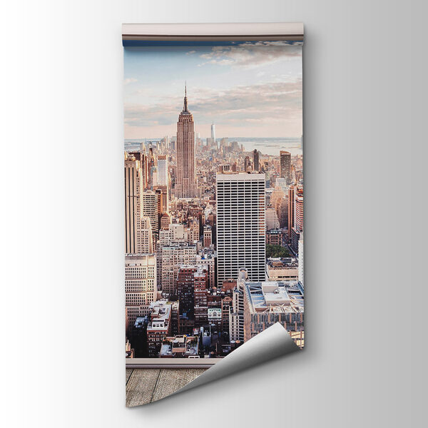 Large window with a city view