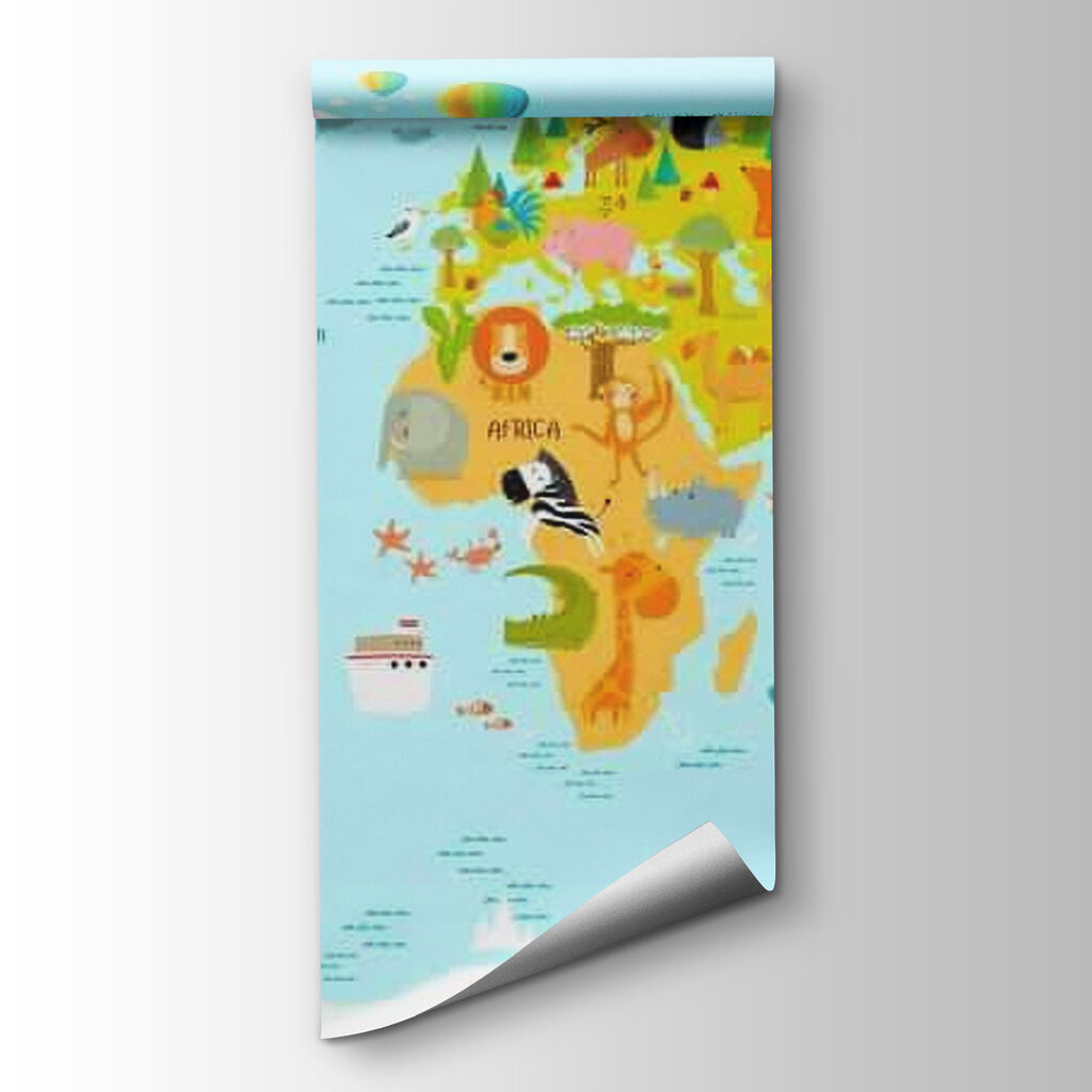 Map of the world with animals