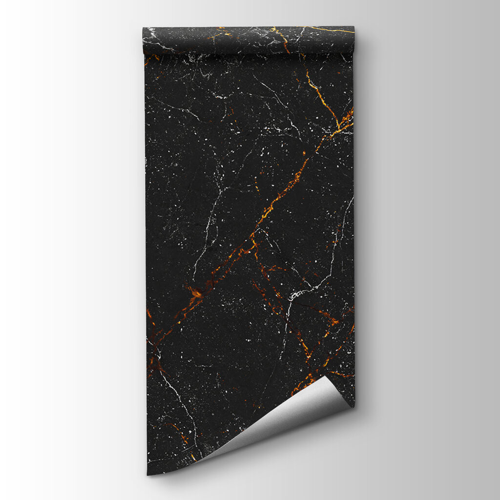 Black marble with amber veining Black marble with amber veining