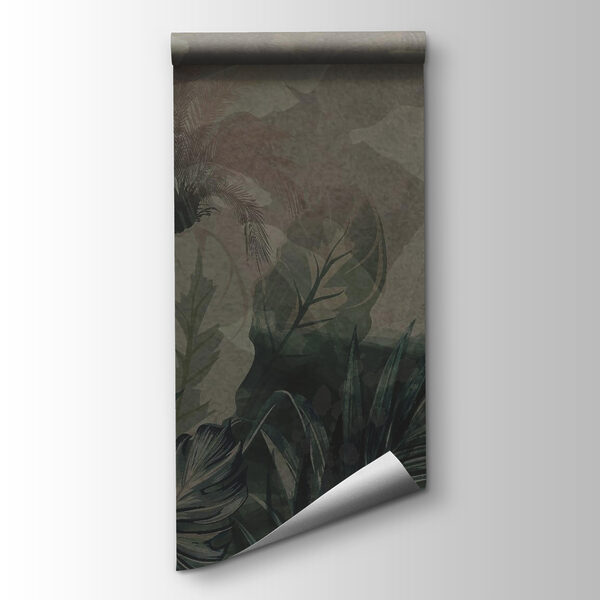 Group of leaves on a grey background