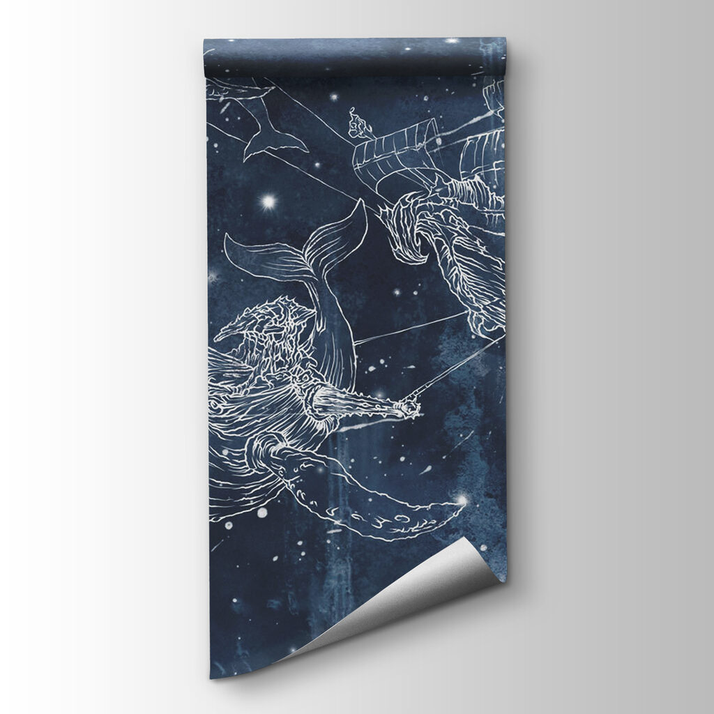 Drawing of a whale and a ship Drawing of a whale and a ship