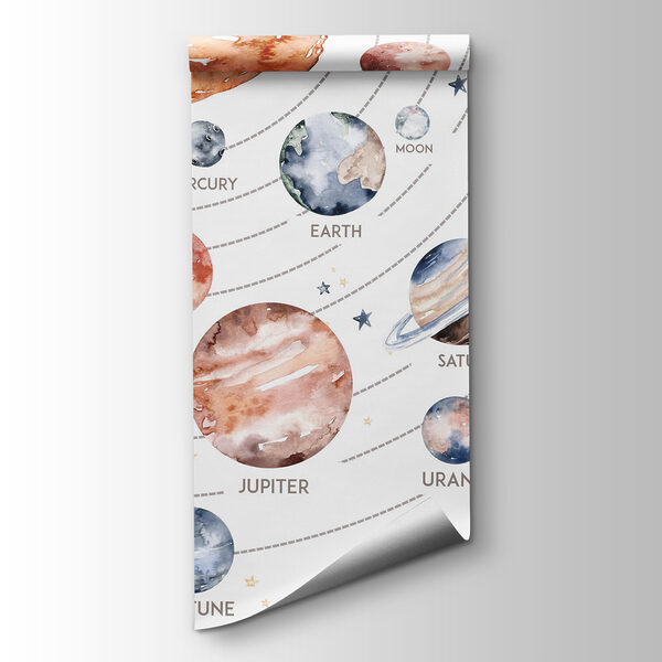 Watercolor of planets and stars