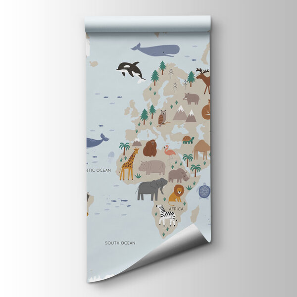 Map of the world with animals Map of the world with animals
