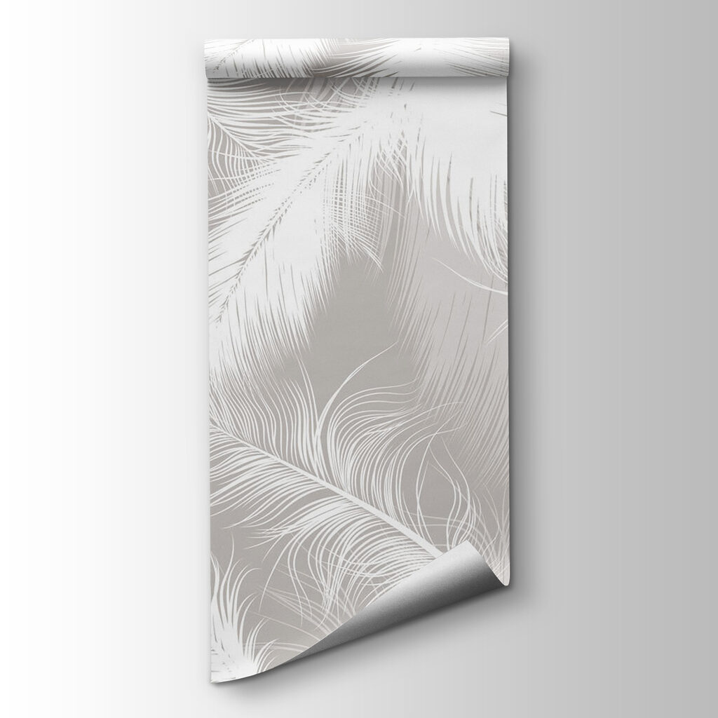 White feathers on a gray background