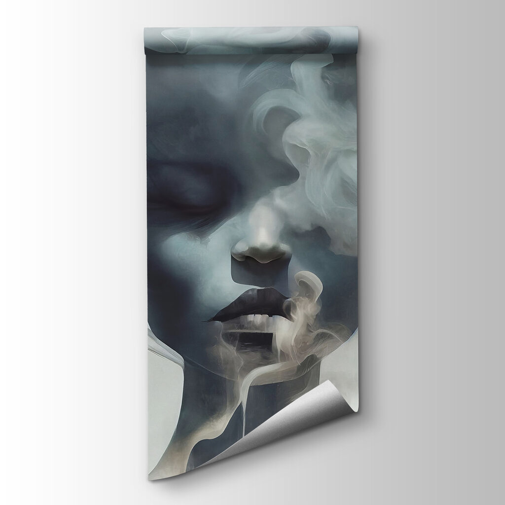 Woman with smoke coming out of her face
