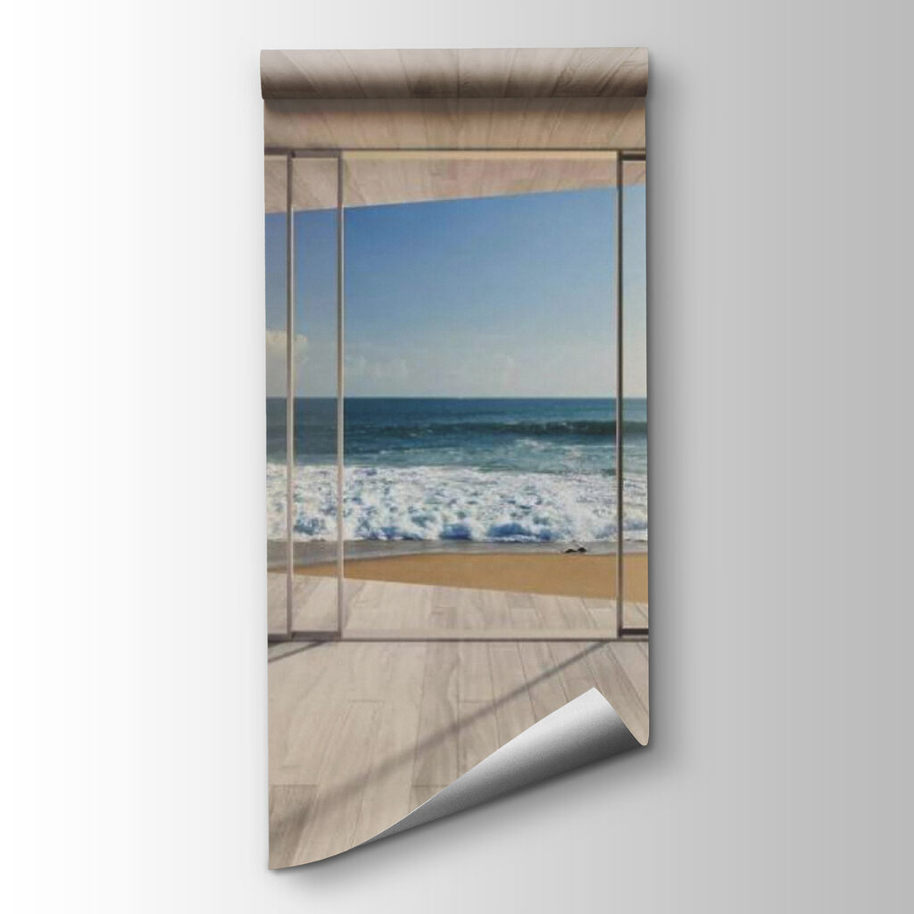 Room with large glass doors and a beach view