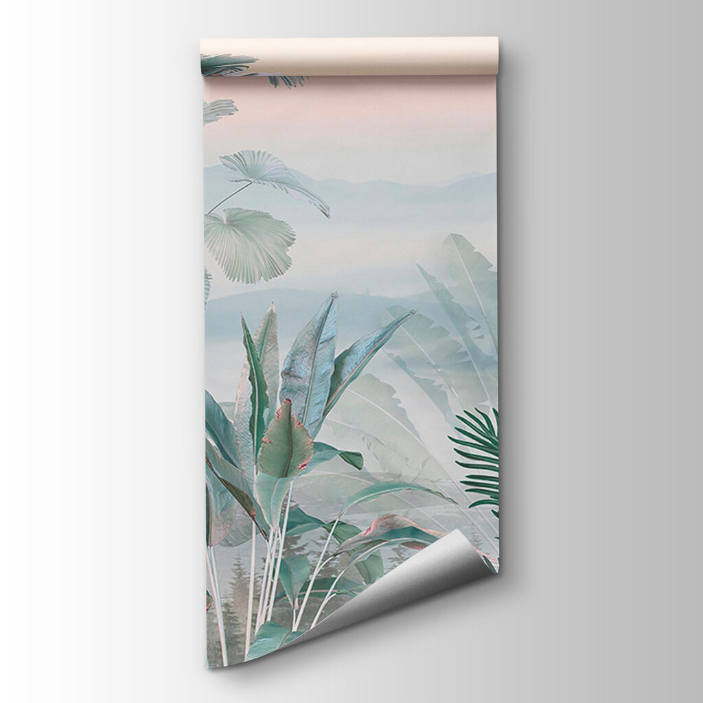 Foggy landscape with plants Foggy landscape with plants