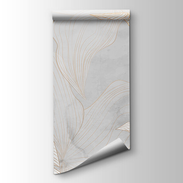 A white and orange leaves on a gray background