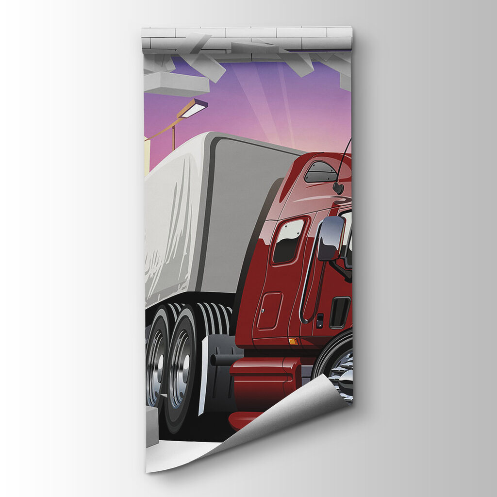 Truck breaking through a brick wall Truck breaking through a brick wall