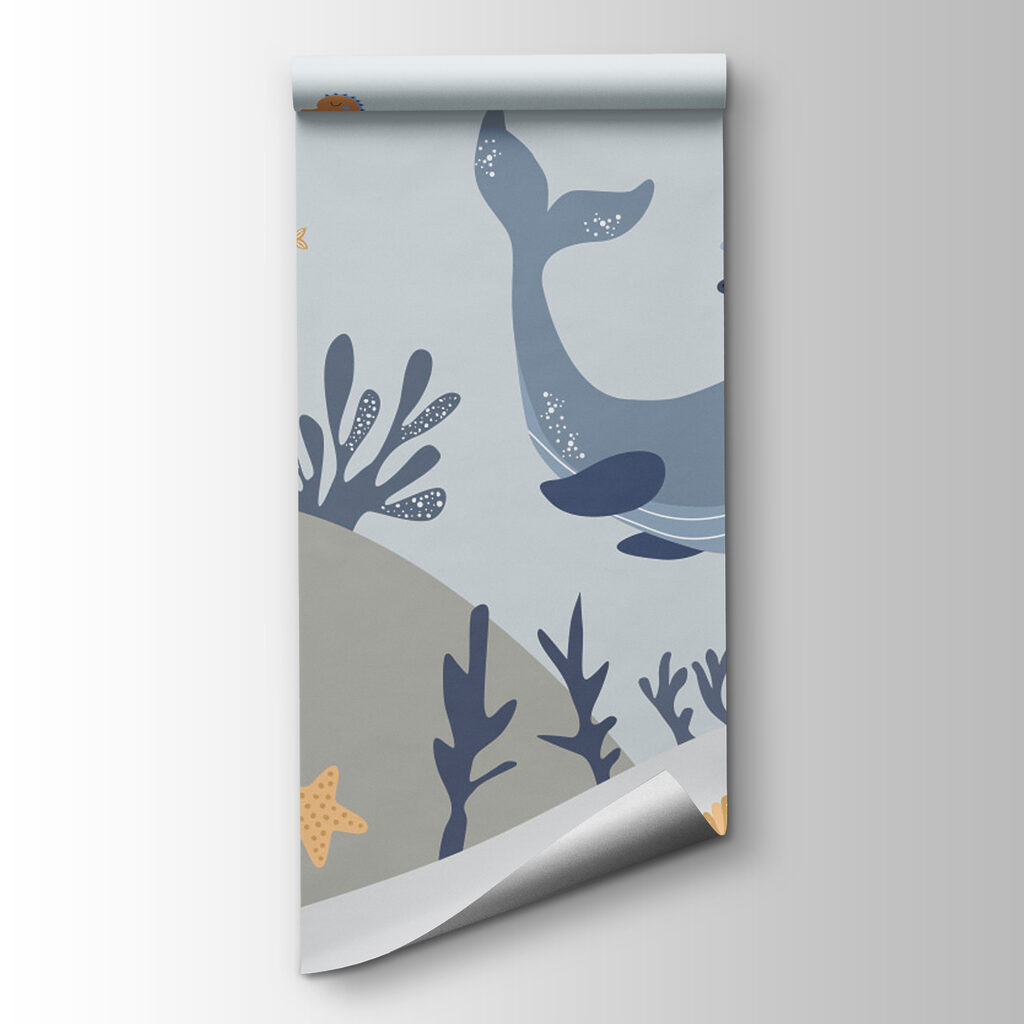 Whale and fish under water