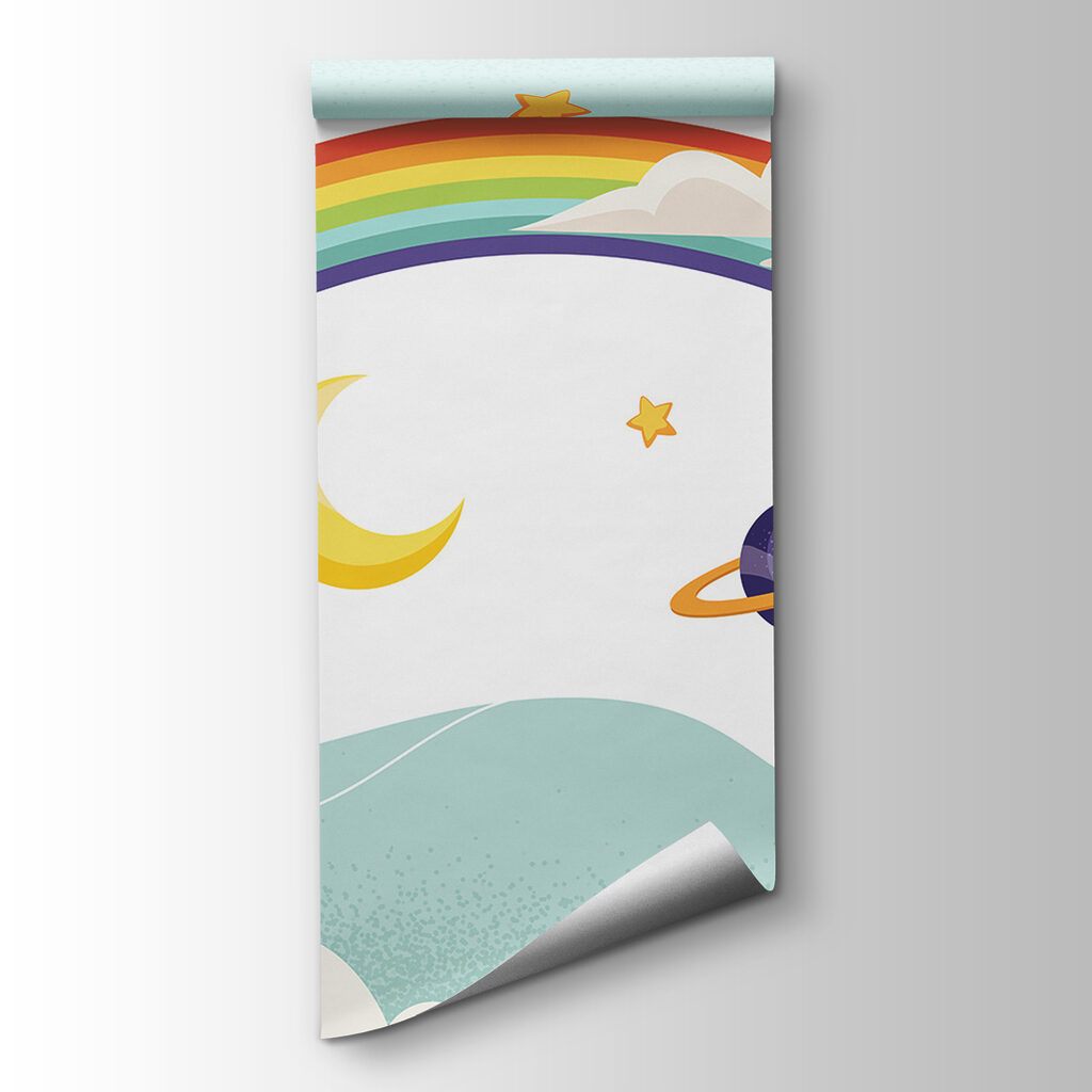 Rainbow with planets and stars