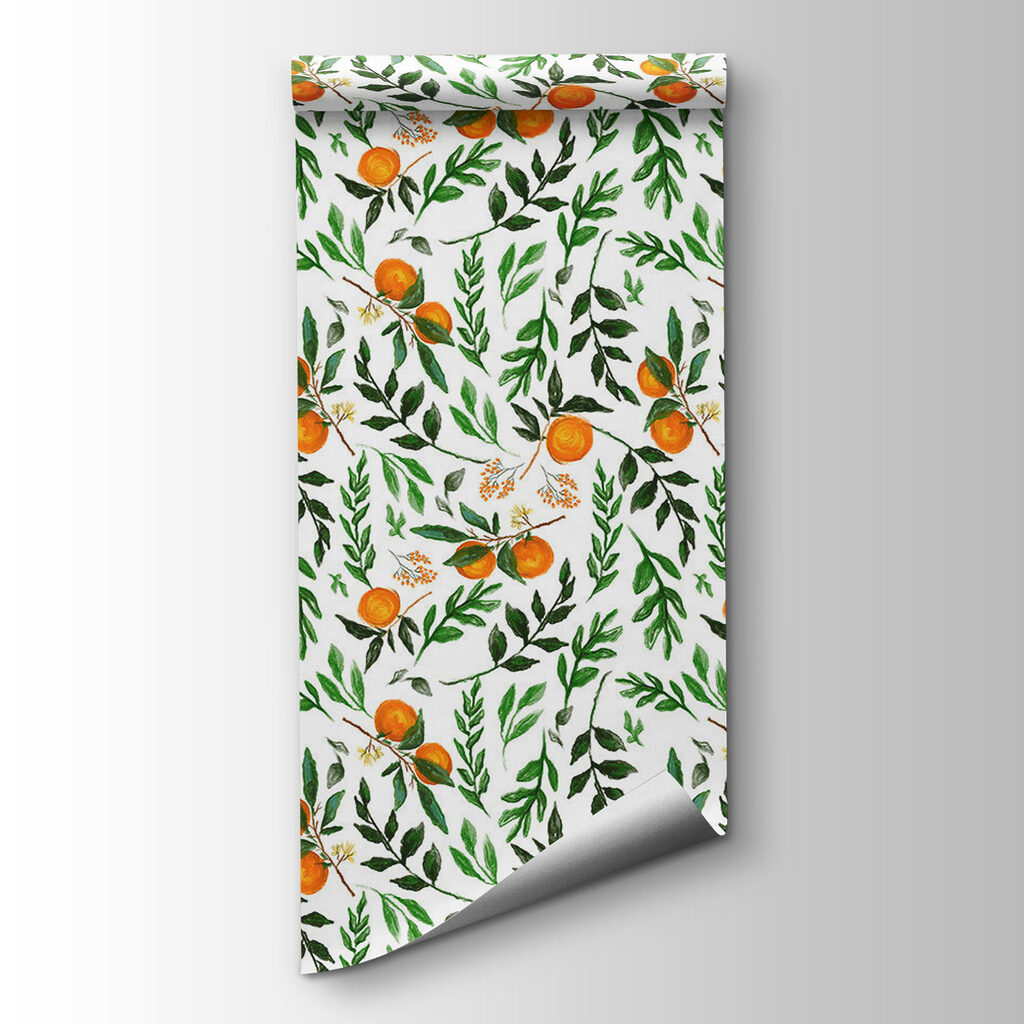 Pattern of oranges and leaves