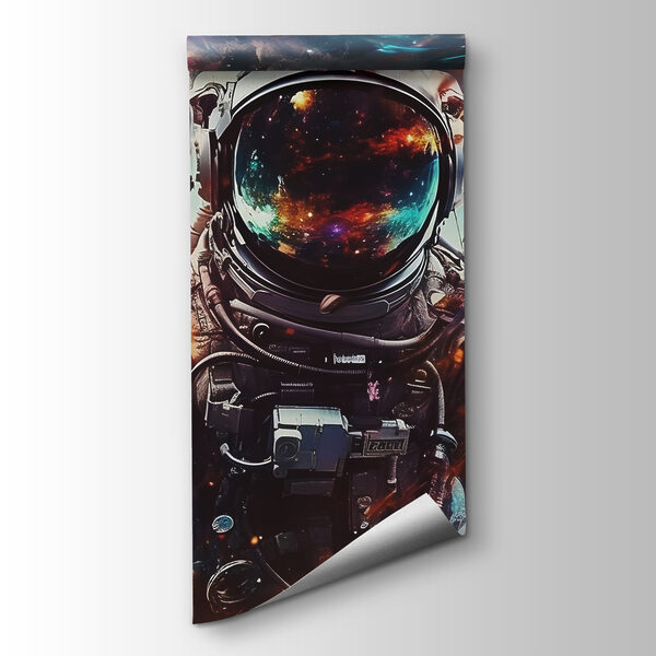 An astronaut in space with a large helmet An astronaut in space with a large helmet