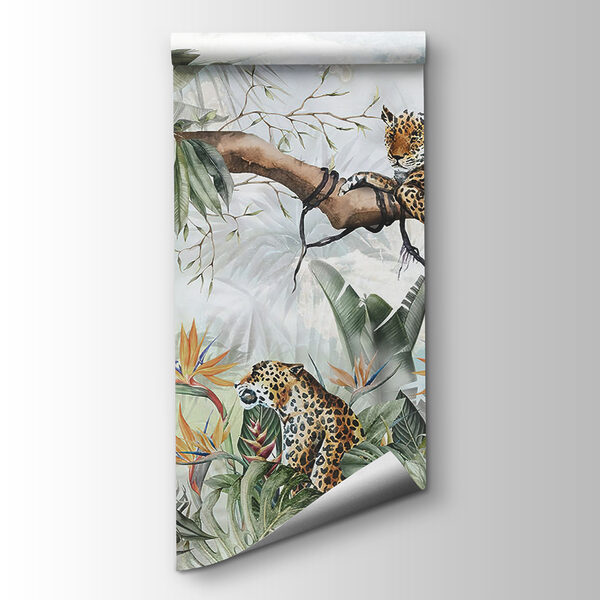 Painting of a group of cheetahs on a tree branch Painting of a group of cheetahs on a tree branch