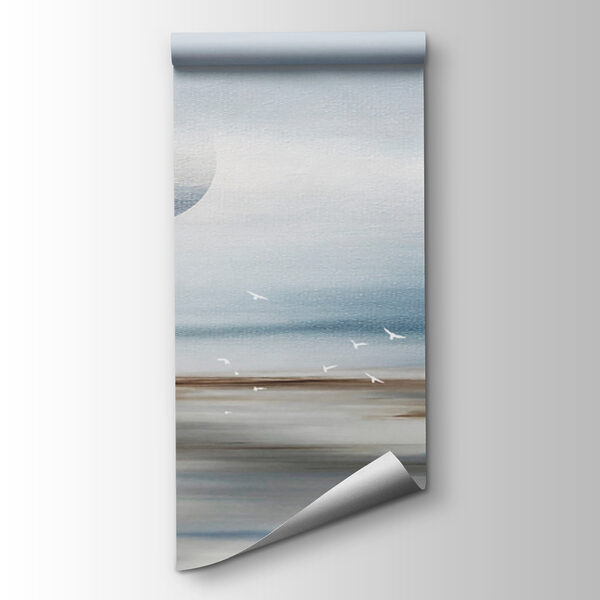 A landscape with birds flying over the horizon A landscape with birds flying over the horizon