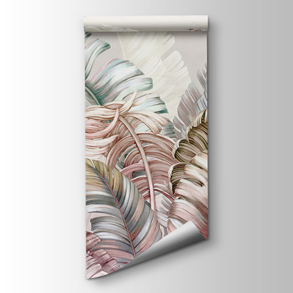 Tropical foliage with delicate birds Tropical foliage with delicate birds