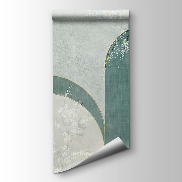 Wallpaper with flowers and archs