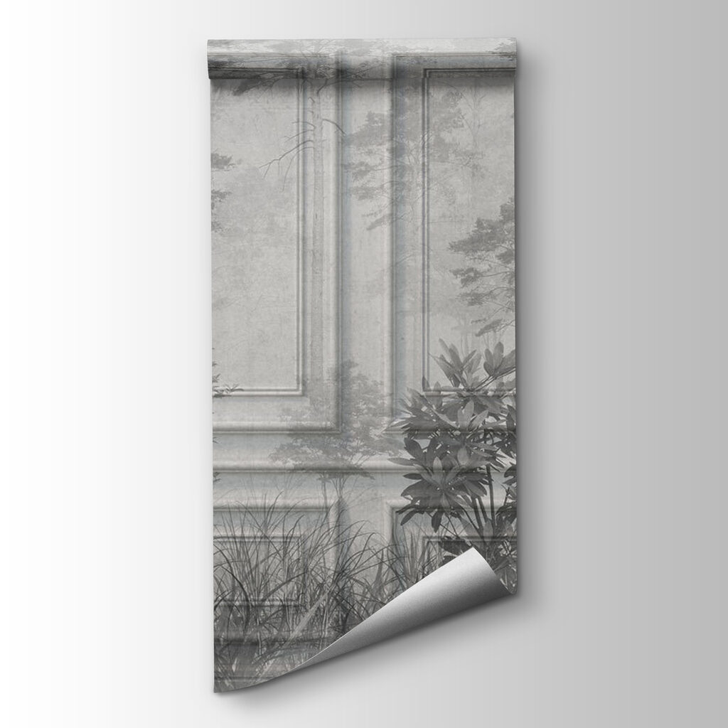 Wall with trees and grass