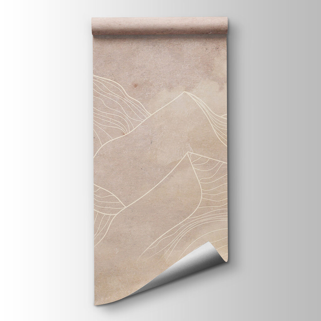 A drawing of mountains and clouds