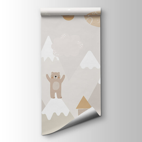 A wall mural of a cartoon landscape A wall mural of a cartoon landscape