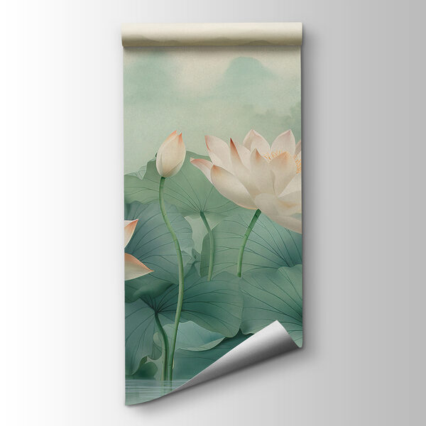 A painting of flowers and leaves