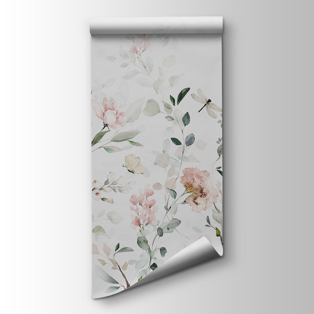 A painting of flowers and birds