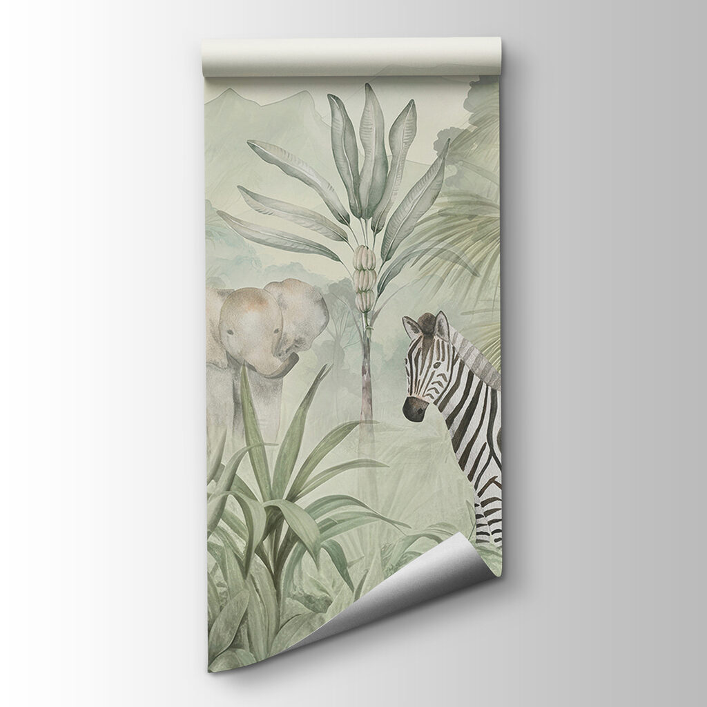 A wallpaper with animals in the jungle A wallpaper with animals in the jungle