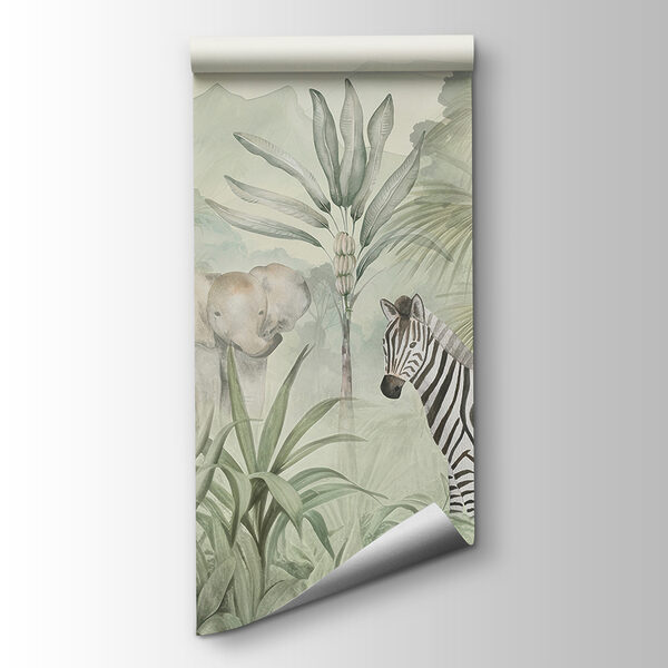 A wallpaper with animals in the jungle A wallpaper with animals in the jungle