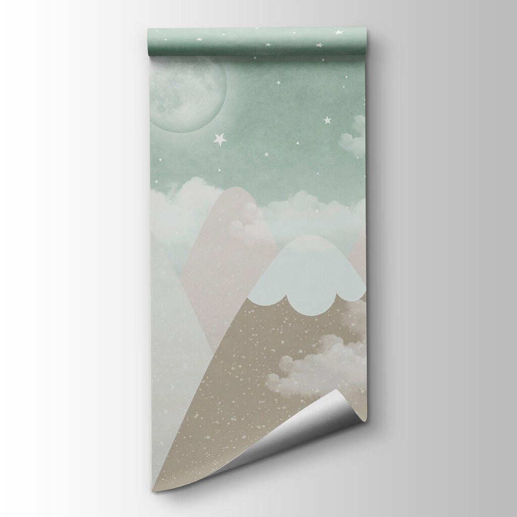 A moon over mountains and clouds