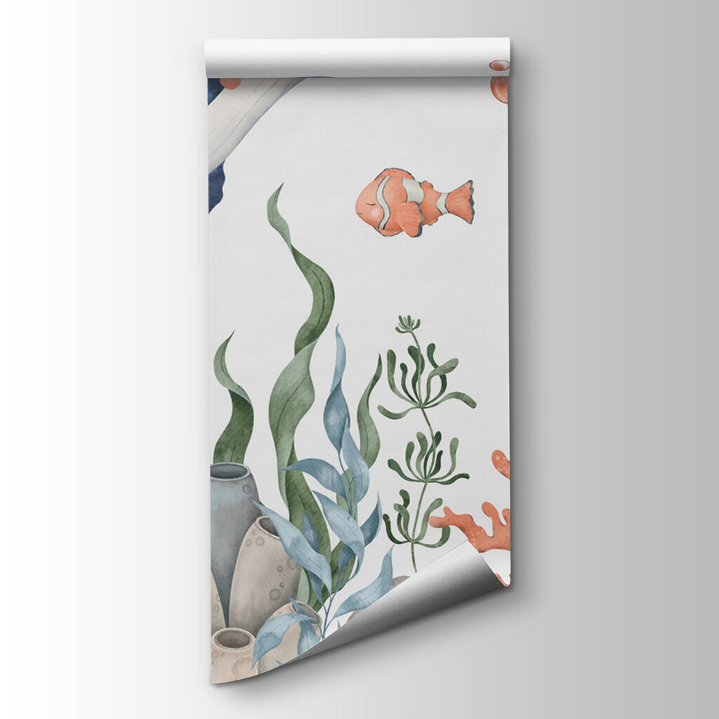 A whale and octopus under water