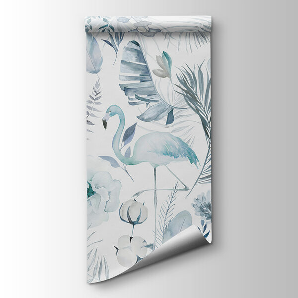 A pattern of flamingos and flowers