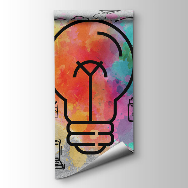 A light bulb with a colorful background A light bulb with a colorful background